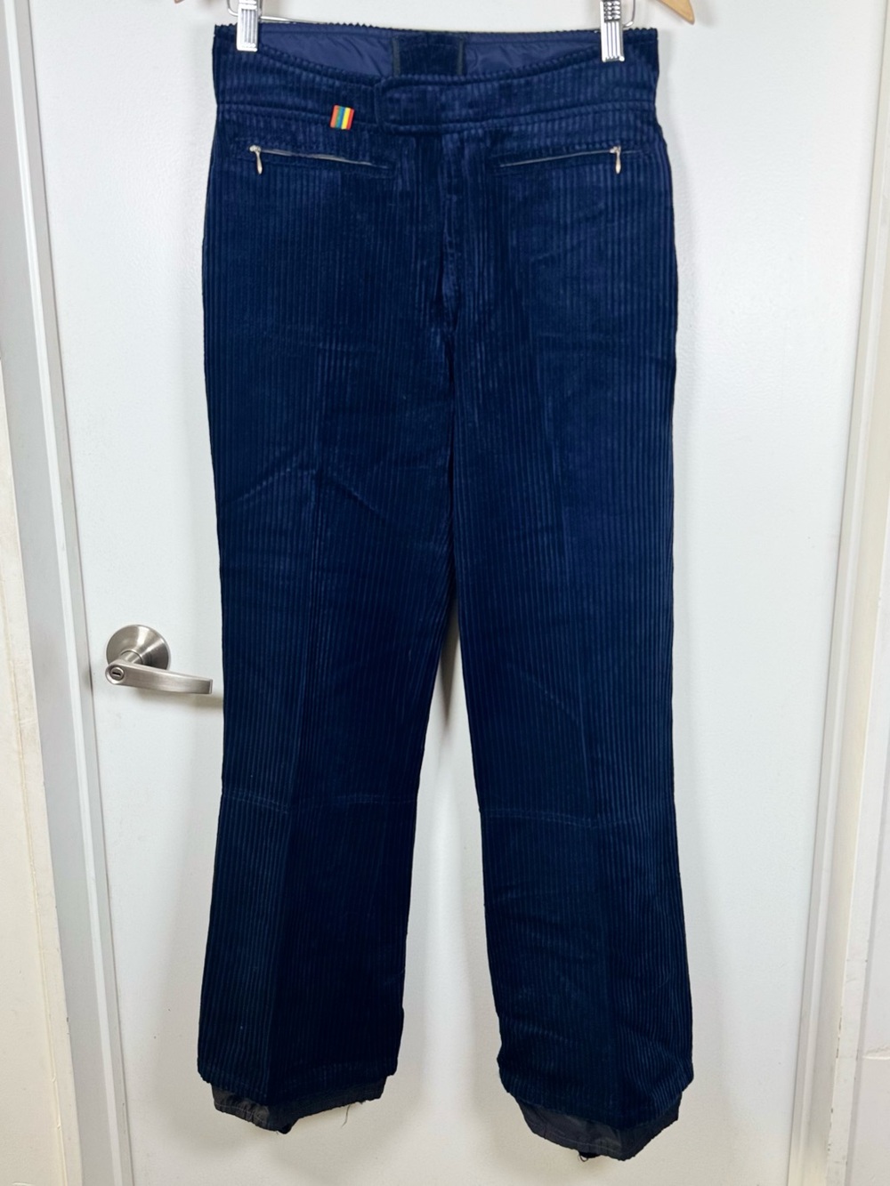 ROFFE Vintage Ski Pants Blue Corduroy Women’s Medium Wool Spandex Retro Snow EUC